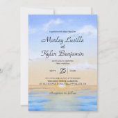 Blue Ocean Beach Zonsondergang Zomer Huwelijk Kaart (Voorkant)