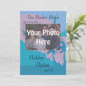 Blue Ocean Blended Familie Foto Bruiloft Kaart (Staand voorkant)