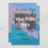Blue Ocean Blended Familie Foto Bruiloft Kaart (Voorkant / Achterkant)