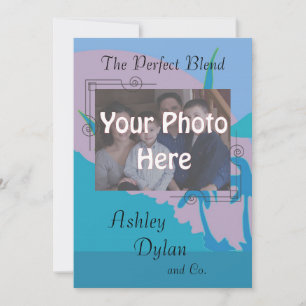 Blue Ocean Blended Familie Foto Bruiloft Kaart
