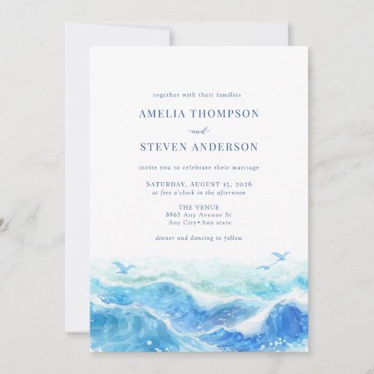 Blue Ocean bruiloft Kaart (Voorkant)