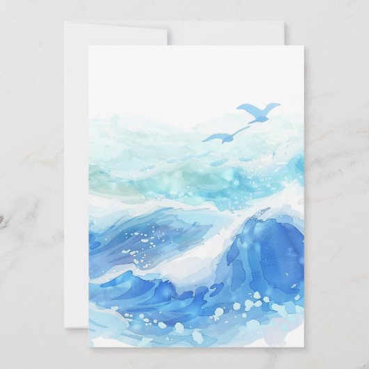 Blue Ocean bruiloft Kaart (Achterkant)