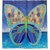 Blue Ocean Butterfly Shower Curtain Douchegordijn (Voorkant)
