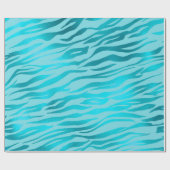 Blue Ocean Celestial Aqua Metallic Tiger Animal Cadeaupapier (Vlak)