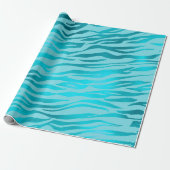 Blue Ocean Celestial Aqua Metallic Tiger Animal Cadeaupapier (Uitgerold)