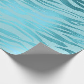 Blue Ocean Celestial Aqua Metallic Tiger Animal Cadeaupapier (Hoek)