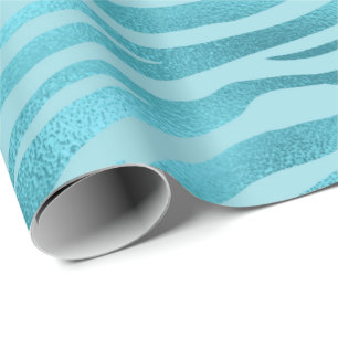Blue Ocean Celestial Aqua Metallic Tiger Animal Cadeaupapier