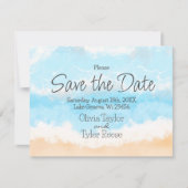 Blue Ocean Coastal Bruiloft Save the Date Kaart (Voorkant)