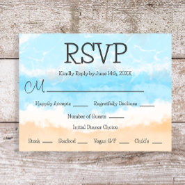 Blue Ocean Coastal Elegante bruiloft RSVP-kaarten Kaart
