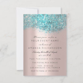Blue Ocean Confetti Roos Gold Bridal Sweet 16th Kaart