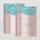 Blue Ocean Confetti Roos Gold Bridal Sweet 16th Kaart (Voorkant / Achterkant)