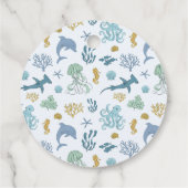 Blue Ocean Creature Baby shower Bedankjes Labels (Achterkant)