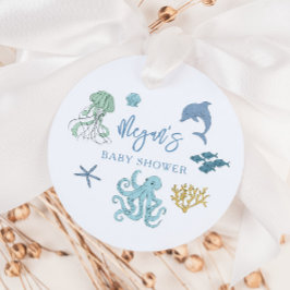 Blue Ocean Creature Baby shower Bedankjes Labels