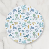 Blue Ocean Creature verjaardagsfeestje Bedankjes Labels (Achterkant)