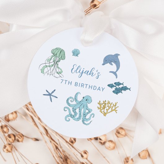 Blue Ocean Creature verjaardagsfeestje Bedankjes Labels