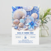 Blue Ocean Dreams Jongen Verjaardag Uitnodiging (Staand voorkant)