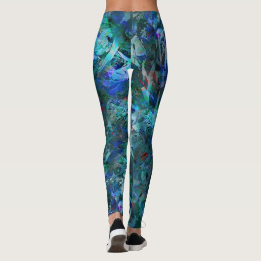 Blue Ocean Flows Abstract Leggings -large pattern (Achterkant)