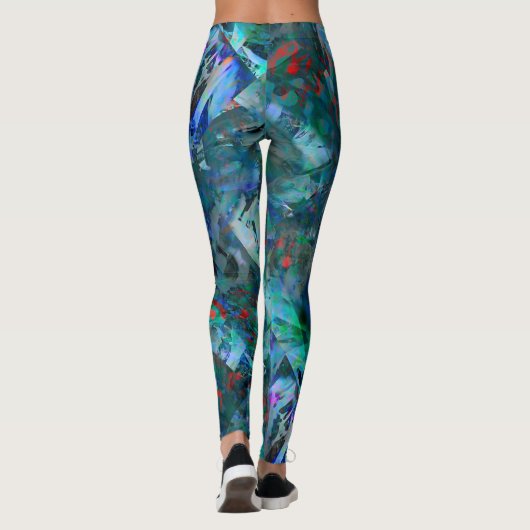 Blue Ocean Flows Abstract Leggings - v2 (Achterkant)
