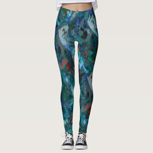 Blue Ocean Flows Abstract Leggings - v2 (Voorkant)