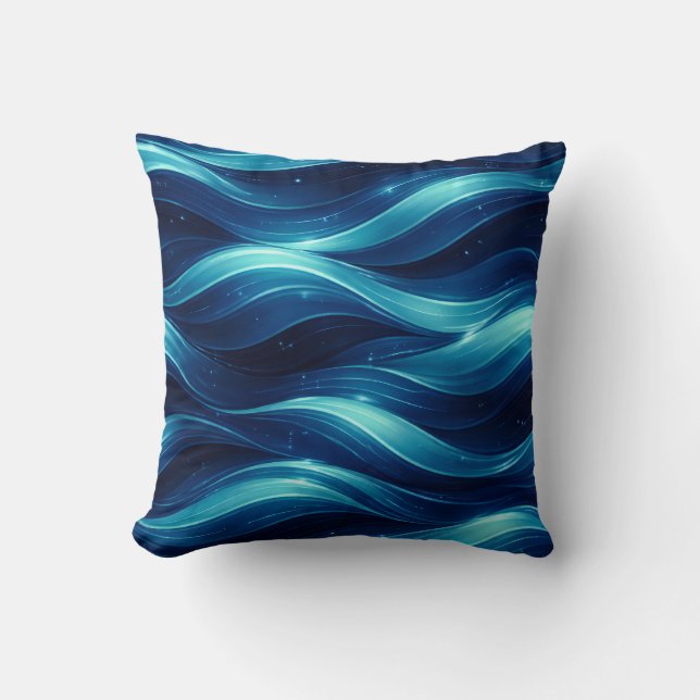 Blue Ocean Fluid Wave Pattern Throw Pillow Kussen (Voorkant)