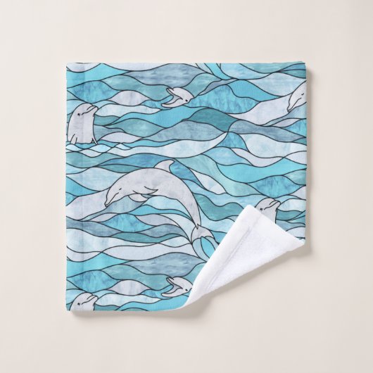 Blue Ocean Glas in lood Dolphins Bad Handdoek (Wasdoekje)
