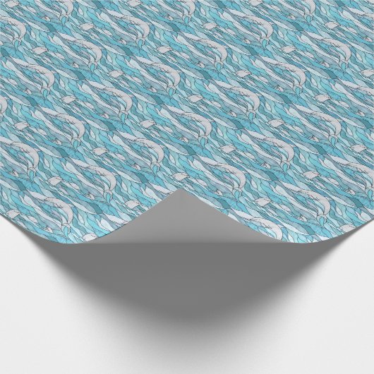 Blue Ocean Glas in lood Dolphins Cadeaupapier (Hoek)