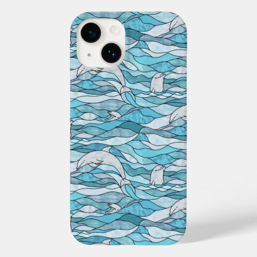 Blue Ocean Glas in lood Dolphins Case-Mate iPhone Case (Achterkant)