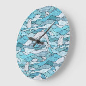 Blue Ocean Glas in lood Dolphins Grote Klok (Hoek)