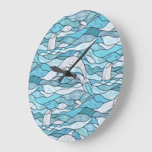 Blue Ocean Glas in lood Dolphins Grote Klok (Hoek)