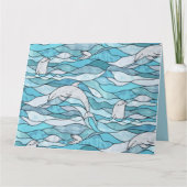 Blue Ocean Glas in lood Dolphins Kaart (Voorkant)