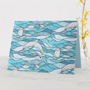 Blue Ocean Glas in lood Dolphins Kaart