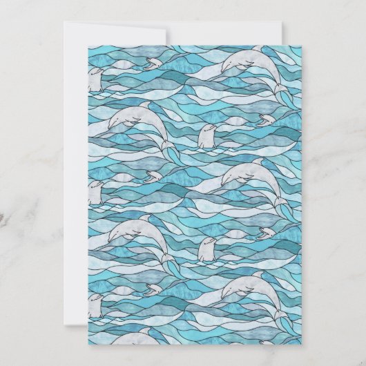 Blue Ocean Glas in lood Dolphins Kaart (Voorkant)
