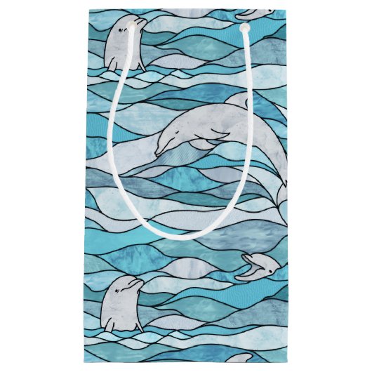 Blue Ocean Glas in lood Dolphins Klein Cadeauzakje (Voorkant)