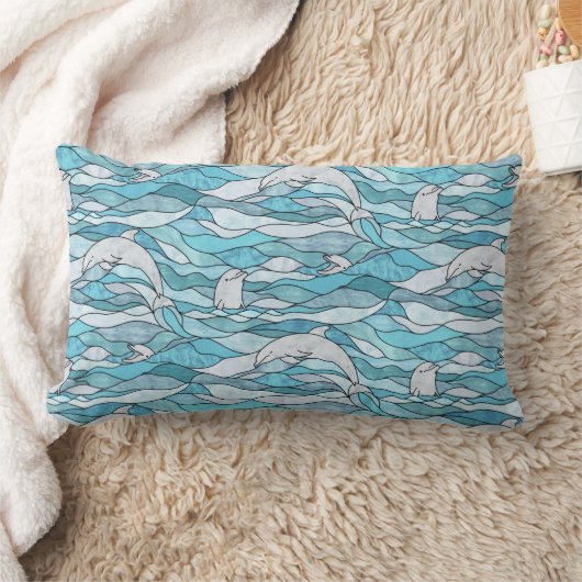 Blue Ocean Glas in lood Dolphins Kussen (Deken)