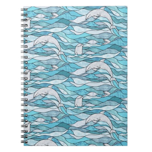Blue Ocean Glas in lood Dolphins Notitieboek (Voorkant)