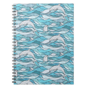 Blue Ocean Glas in lood Dolphins Notitieboek
