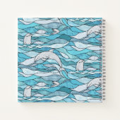 Blue Ocean Glas in lood Dolphins Notitieboek (Achterkant)
