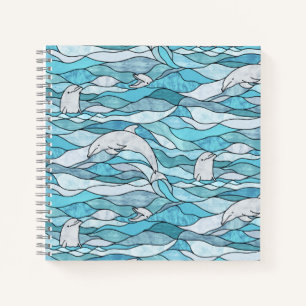 Blue Ocean Glas in lood Dolphins Notitieboek