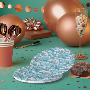 Blue Ocean Glas in lood Dolphins Papieren Bordje