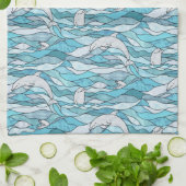 Blue Ocean Glas in lood Dolphins Theedoek (Gevouwen)