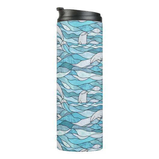 Blue Ocean Glas in lood Dolphins Thermosbeker (Geroteerd rechts)