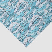Blue Ocean Glas in lood Dolphins Tissuepapier (Detail)