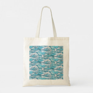 Blue Ocean Glas in lood Dolphins Tote Bag