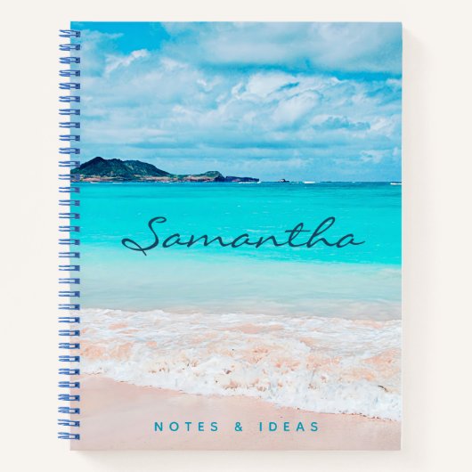 Blue Ocean Hawaii Tropical Sandy Beach Notitieboek (Voorkant)