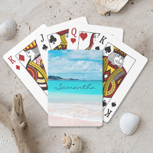 Blue Ocean Hawaii Tropical Sandy Beach Pokerkaarten