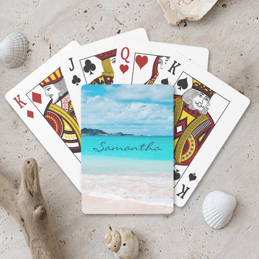 Blue Ocean Hawaii Tropical Sandy Beach Pokerkaarten