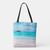 Blue Ocean Hawaii Tropical Sandy Beach Tote Bag (Achterkant)