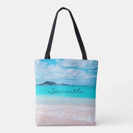 Blue Ocean Hawaii Tropical Sandy Beach Tote Bag (Achterkant)