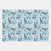 Blue Ocean Kinderen Shark Jongen Verjaardagsfeestj Inpakpapier Vel (Voorkant)