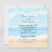Blue Ocean Kustbruiloft Elegant Kaart (Achterkant)